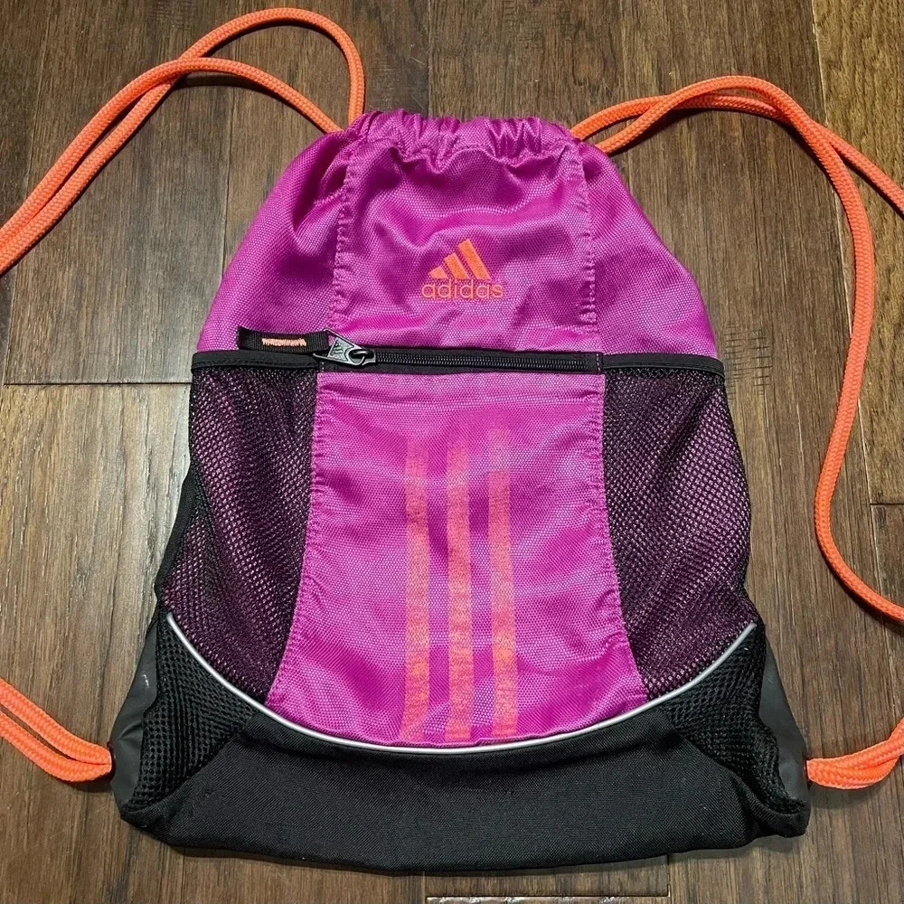 Adidas Sackpack Drawstring Backpack Bag Stripes G… - image 2